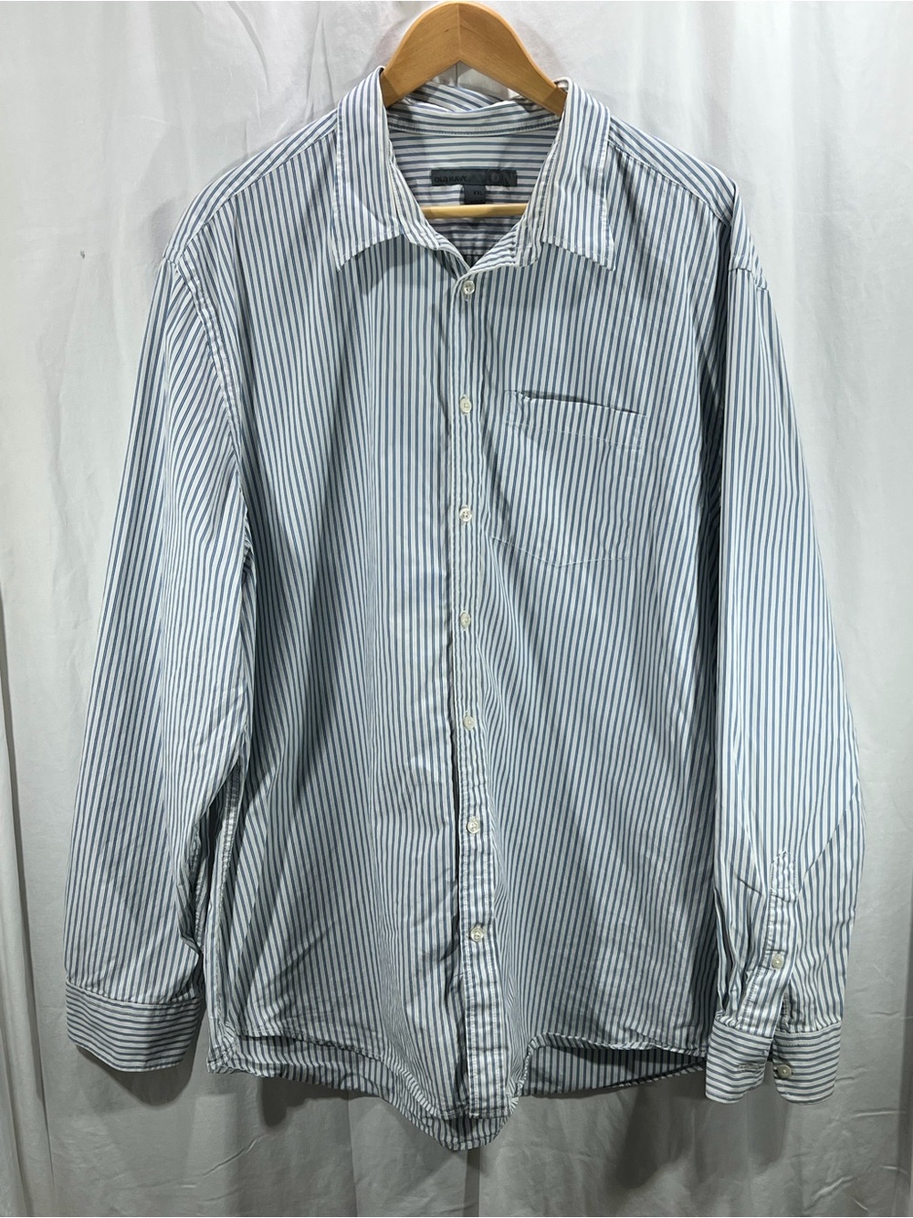 Old Navy Men's Long-Sleeve Blue & White Striped Button-Down Shirt